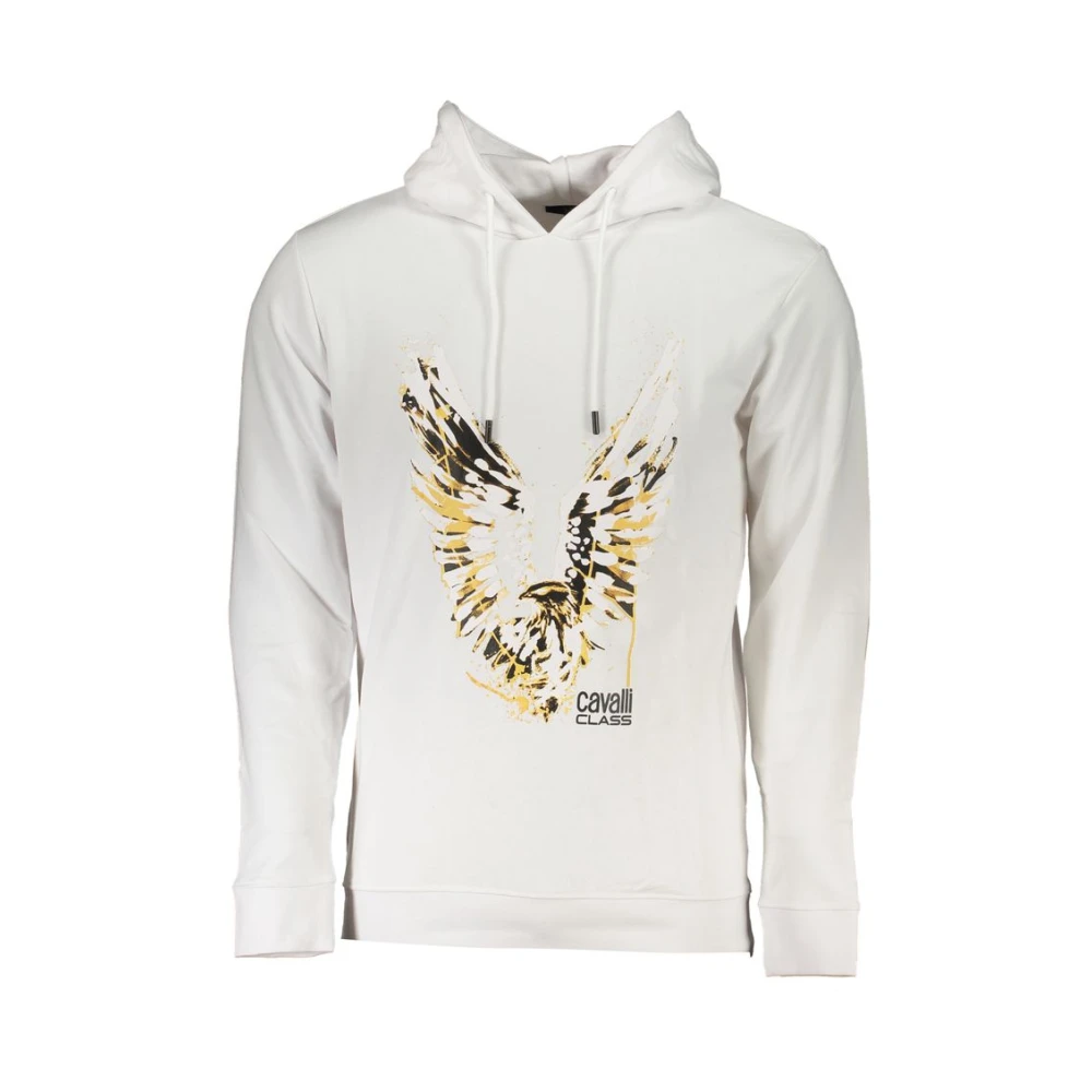 Cavalli Class Wit sweatshirt met geborstelde textuur White Heren