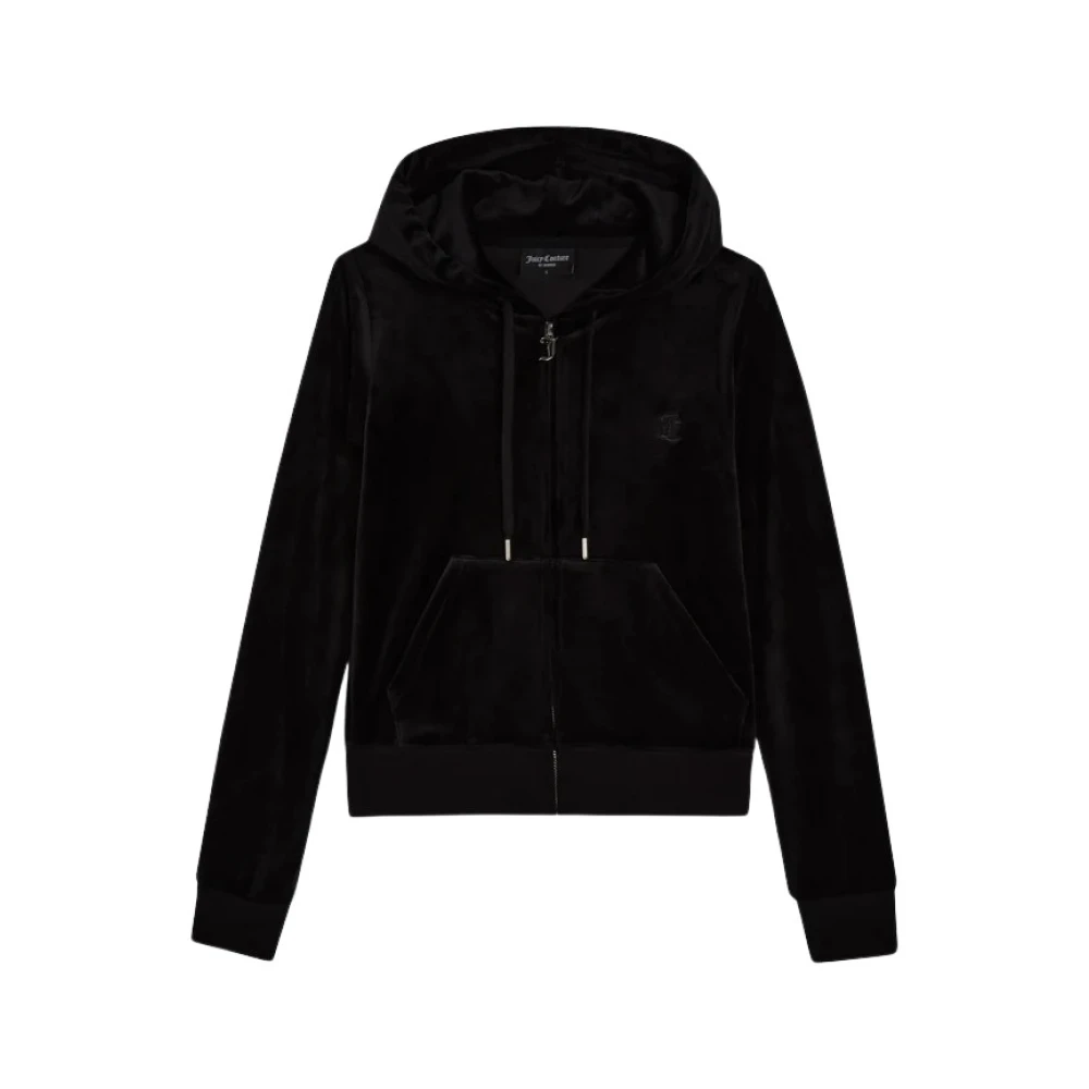 Juicy Couture Fluwelen Hoodie met Slim Fit Black Dames
