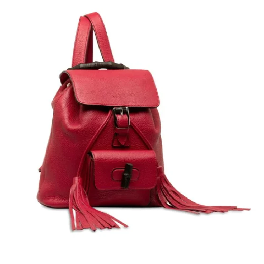 Gucci Vintage Pre-owned Leather backpacks Red Dames