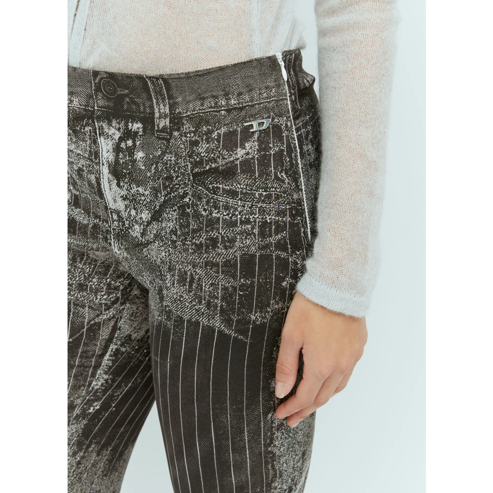 Diesel Grafische Print Stretch Broek Gray Dames