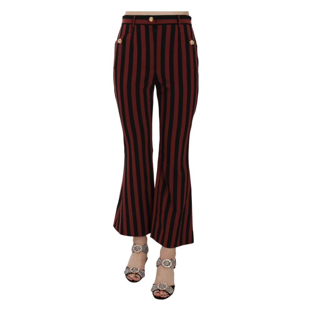 Dolce & Gabbana Röd Eleganta Utsvängda Cropped Byxor