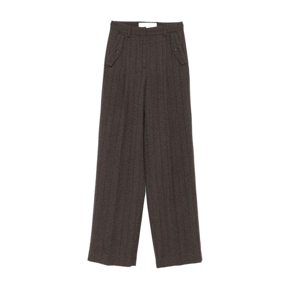 Golden Goose Women's Brown Pinstripe Wool Trousers