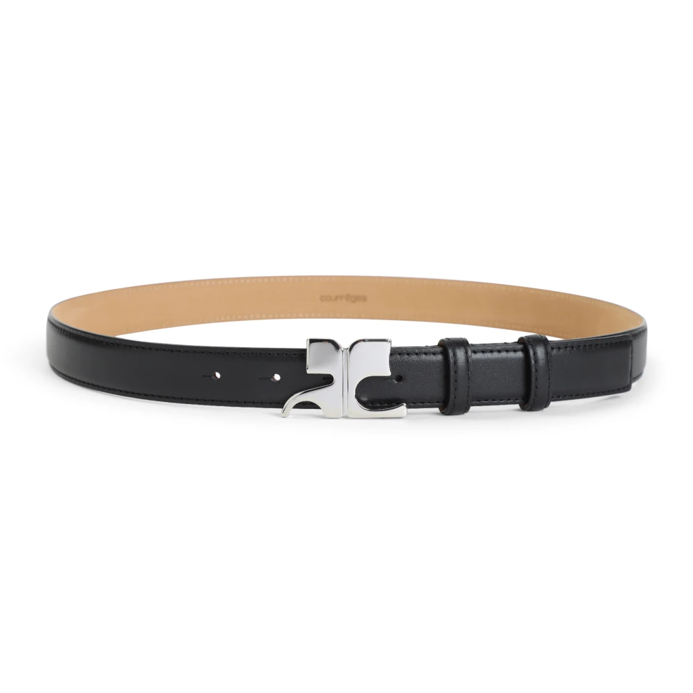 Courrèges Zwarte leren riem voor vrouwen Black Dames