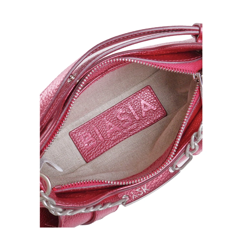 Biasia Metallic Magenta Leren Schoudertas Pink Dames