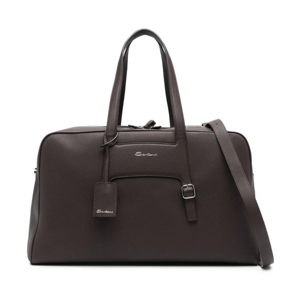Santoni Donkerbruine 24-uurs Weekendtas Brown Heren