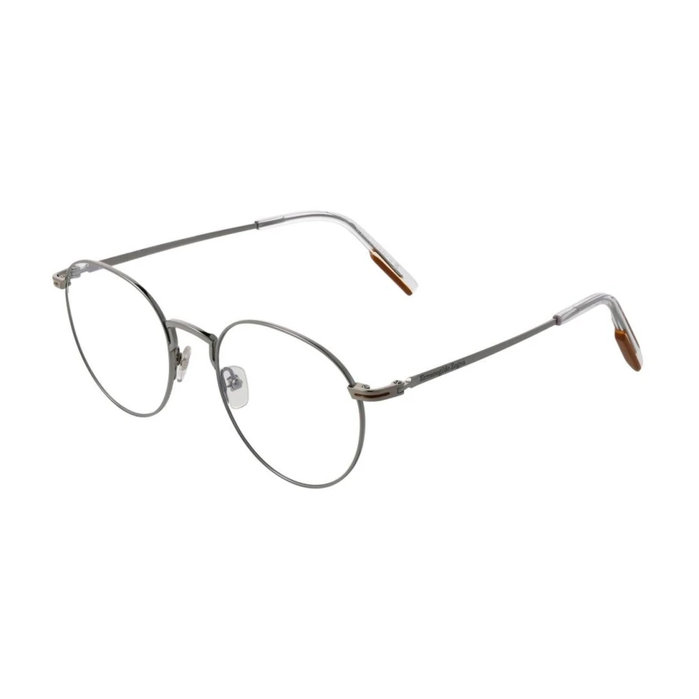 Ermenegildo Zegna Titanium Ronde Optische Monturen met Demo Lenzen Gray Heren