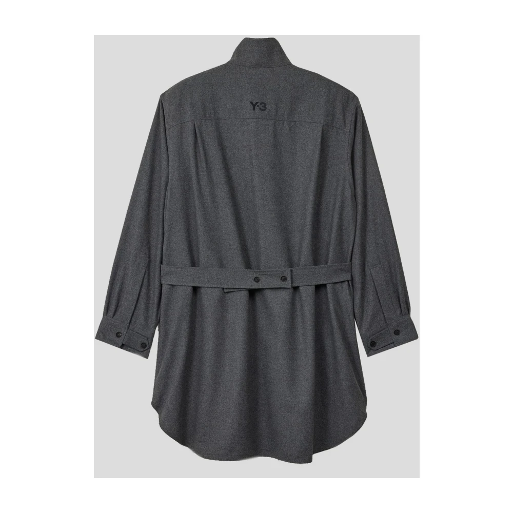 Y-3 Flanellen overshirt in wolmixstof Gray Heren