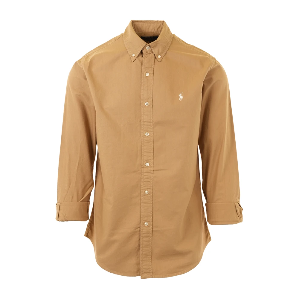 Polo Ralph Lauren Brown Custom Fit Garment-Dyed Oxford Shirt - Male - Casual Shirts - L - Shirts