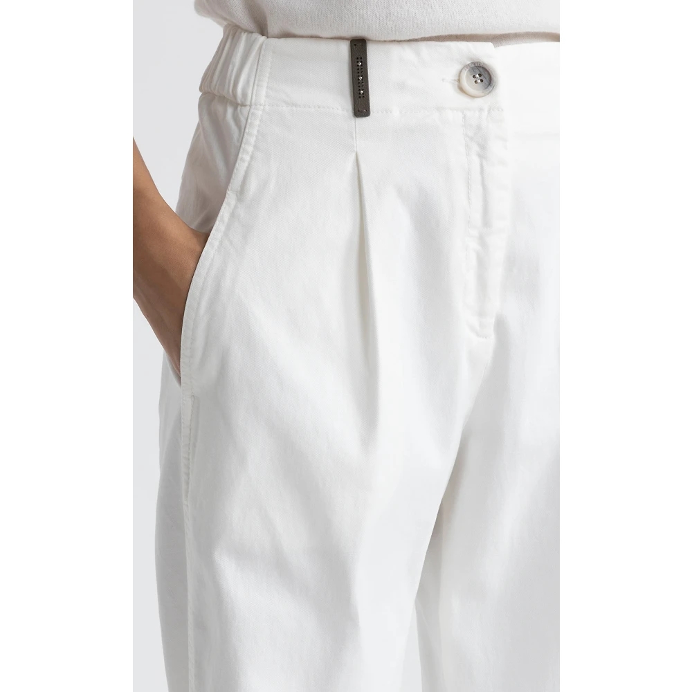 PESERICO Broek in katoen zijde keper en tencel White Dames