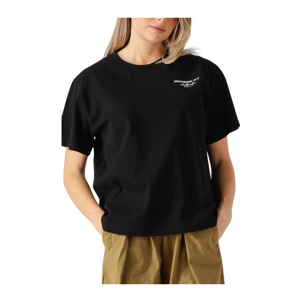 Penn&Ink N.Y Zwarte T-Shirt Print voor vrouwen Black Dames