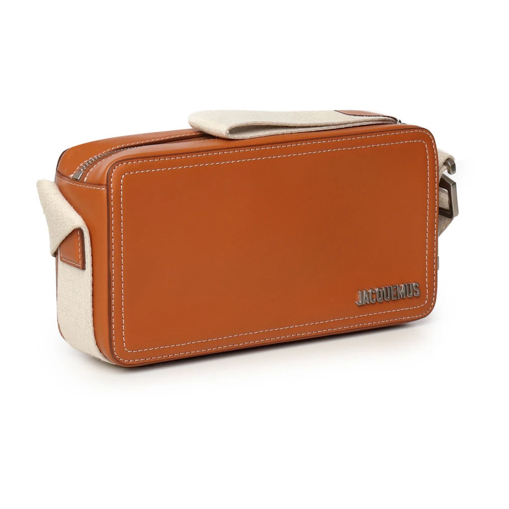 Jacquemus Gestructureerde Leren Schoudertas in Lichtbruin Brown Heren