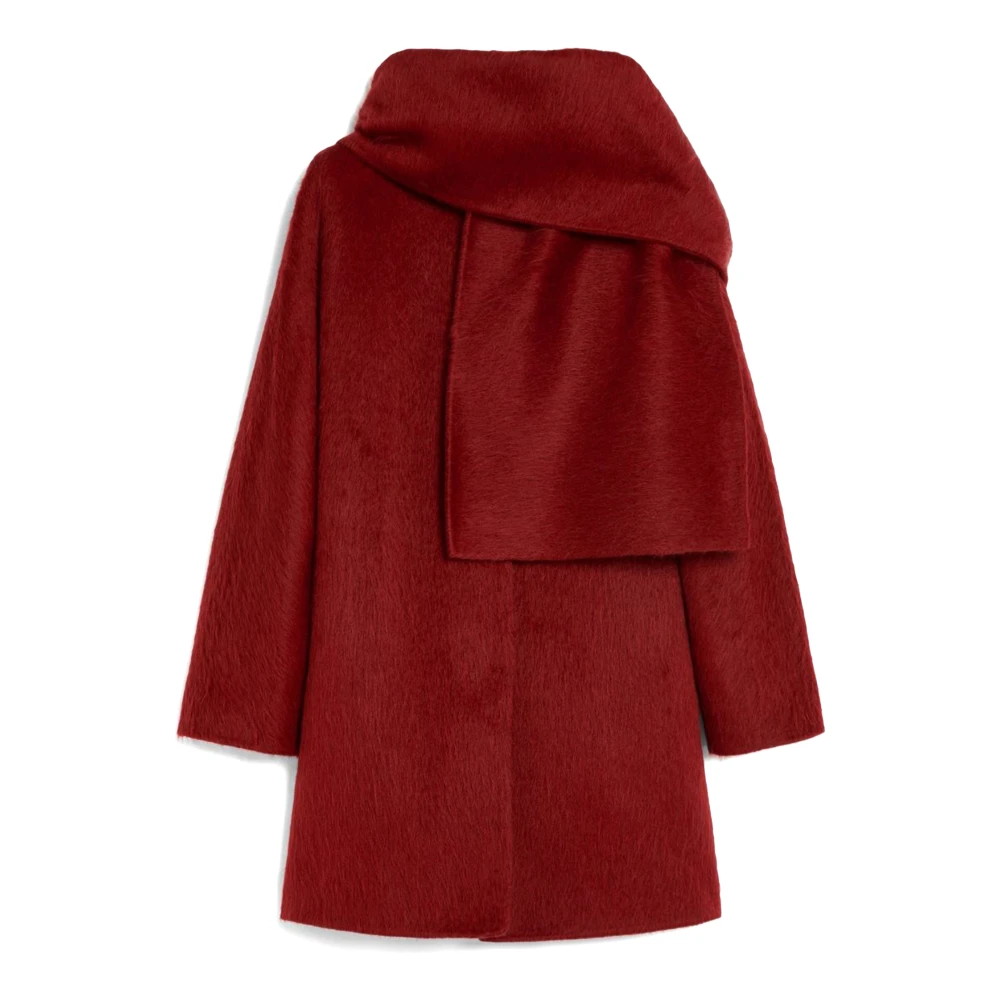 Max Mara Studio Rode Wol Alpaca Jas Red Dames