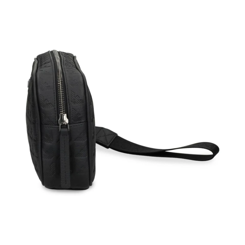 Emporio Armani Portemonnee met reliëflogo en polsband Black Heren