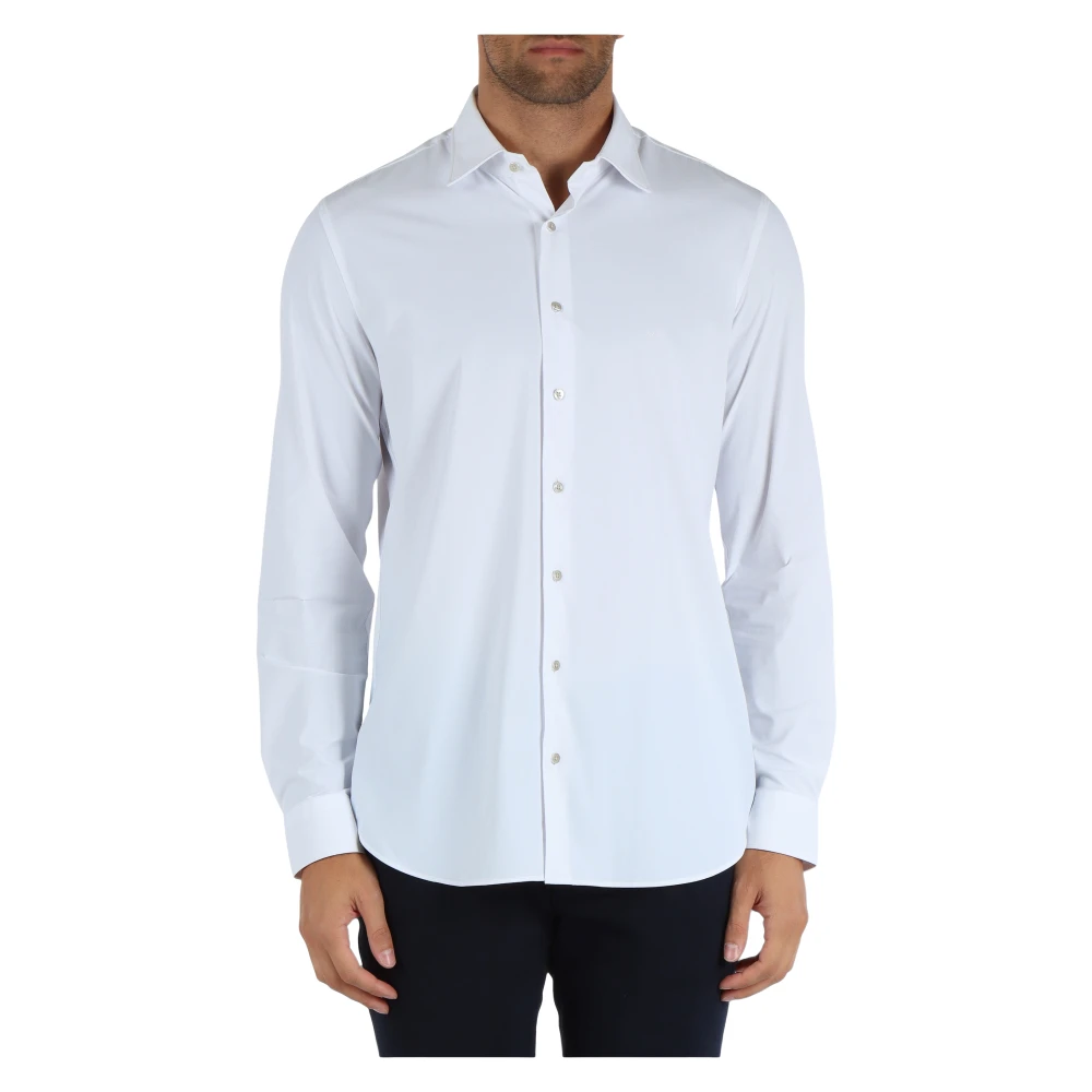 Michael Kors Slim Fit Stretch Stof Shirt White Heren