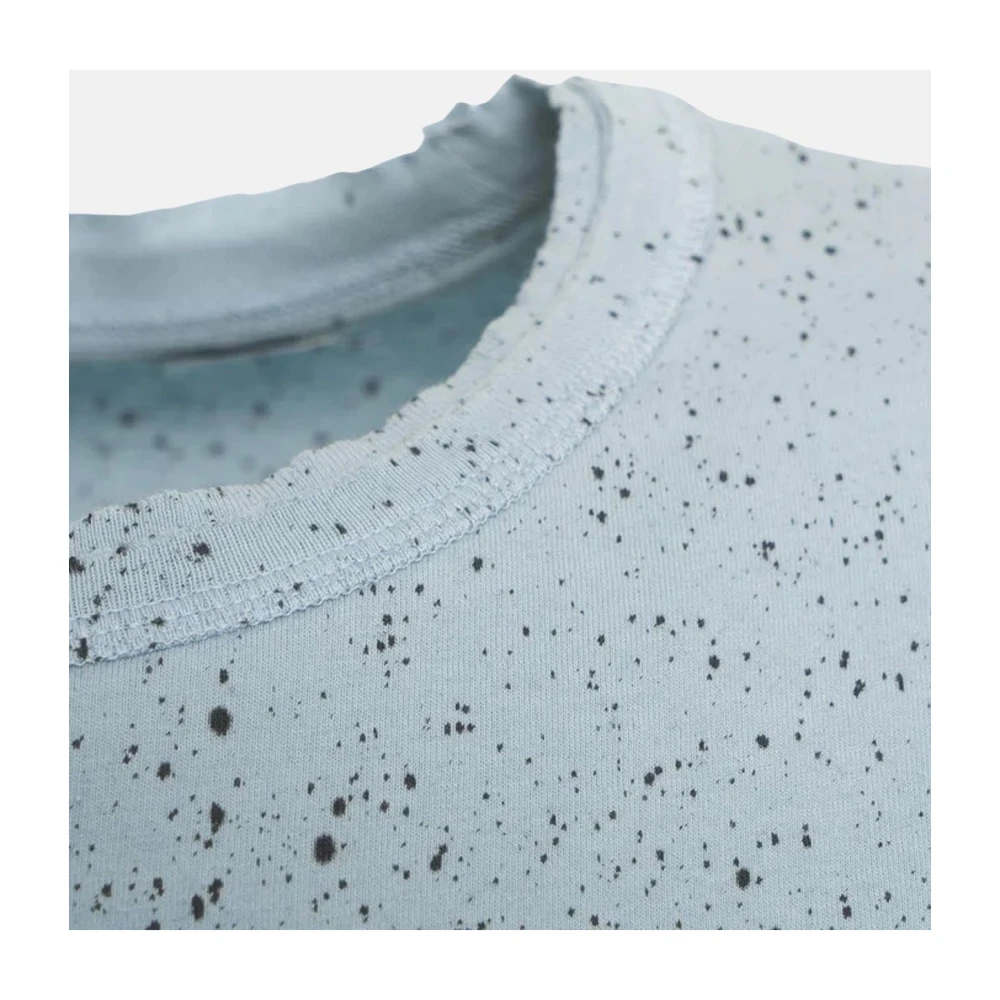 Mauro Grifoni T-shirt met dubbele rand ronde hals en halve mouw met schilderij Blue Heren