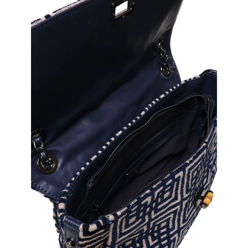 V73 Bamboe Flap Ketting Schoudertas Multiblue Blue Dames