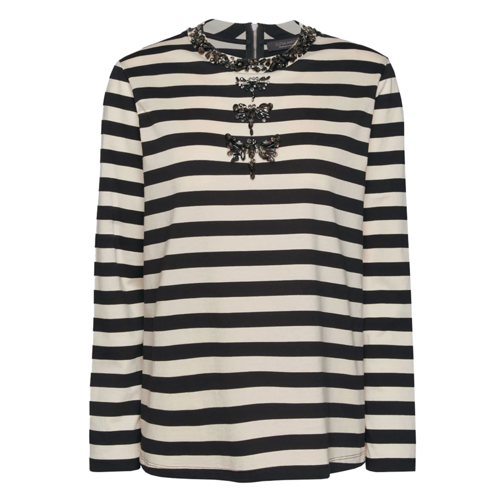 Elena Mirò Casual Katoenen T-Shirt Black Dames