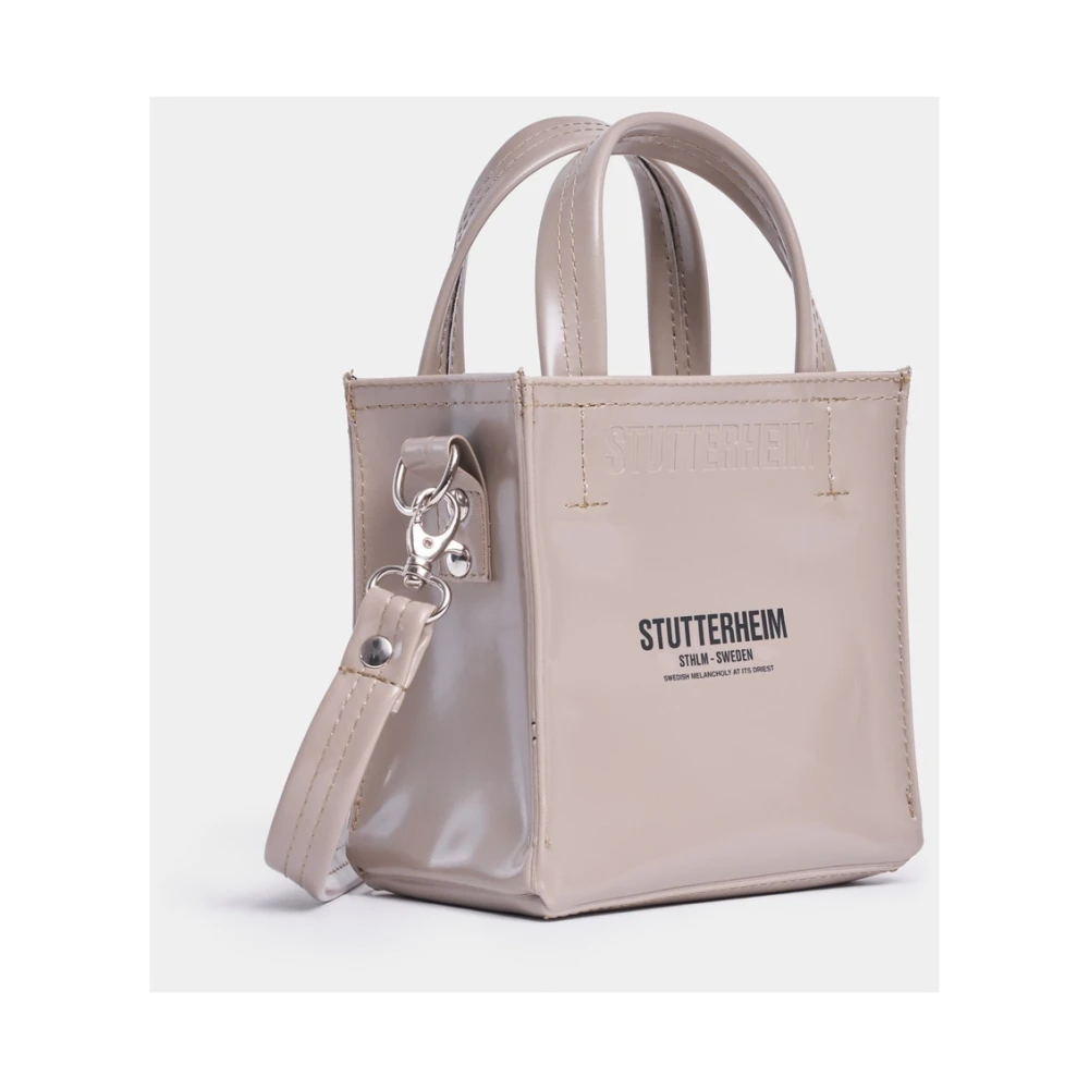 Stutterheim Mini Waterdichte Handtas met Schouderband Beige Dames