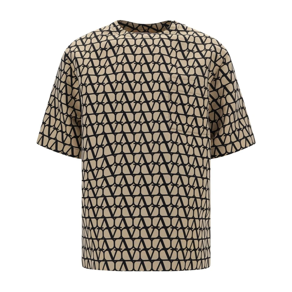 Valentino Silke Crewneck T-shirt med ikon Brown, Herr