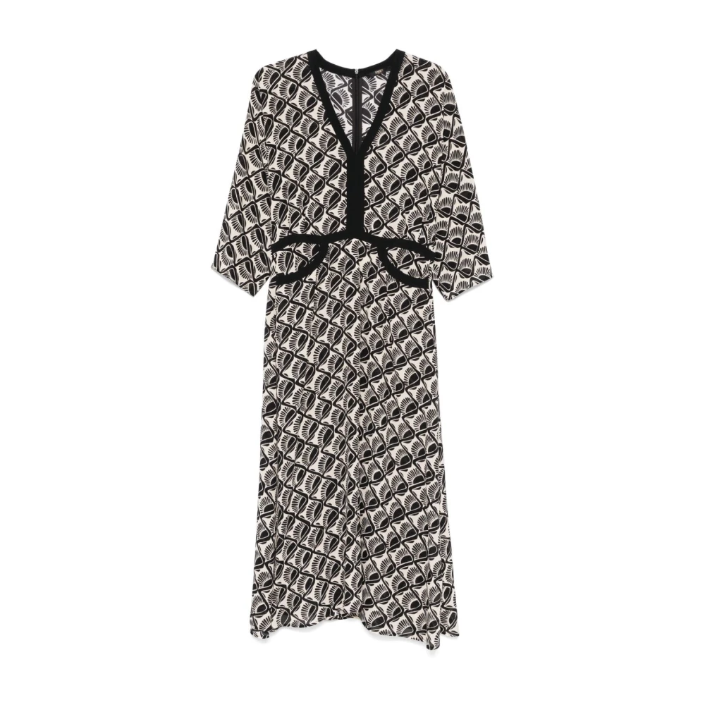 Seventy Zwarte V-hals jurk met zakken Black Dames
