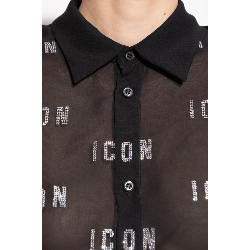 Dsquared2 Shirt met Logo Black Dames