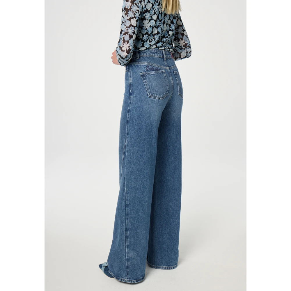 Fabienne Chapot Hart Geborduurde Wide Leg Jeans Blue Dames