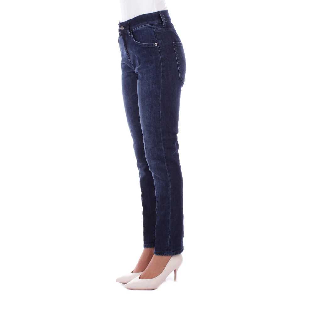 Dondup Denim Skinny Stretch Jeans met Logo Blue Dames