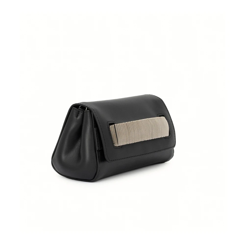 Orciani Zwarte Nappa Leren Clutch Tas Black Dames