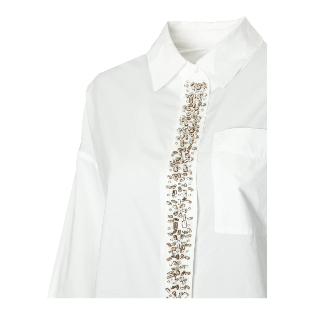 Essentiel Antwerp Versierde overhemd met Kent-kraag White Dames