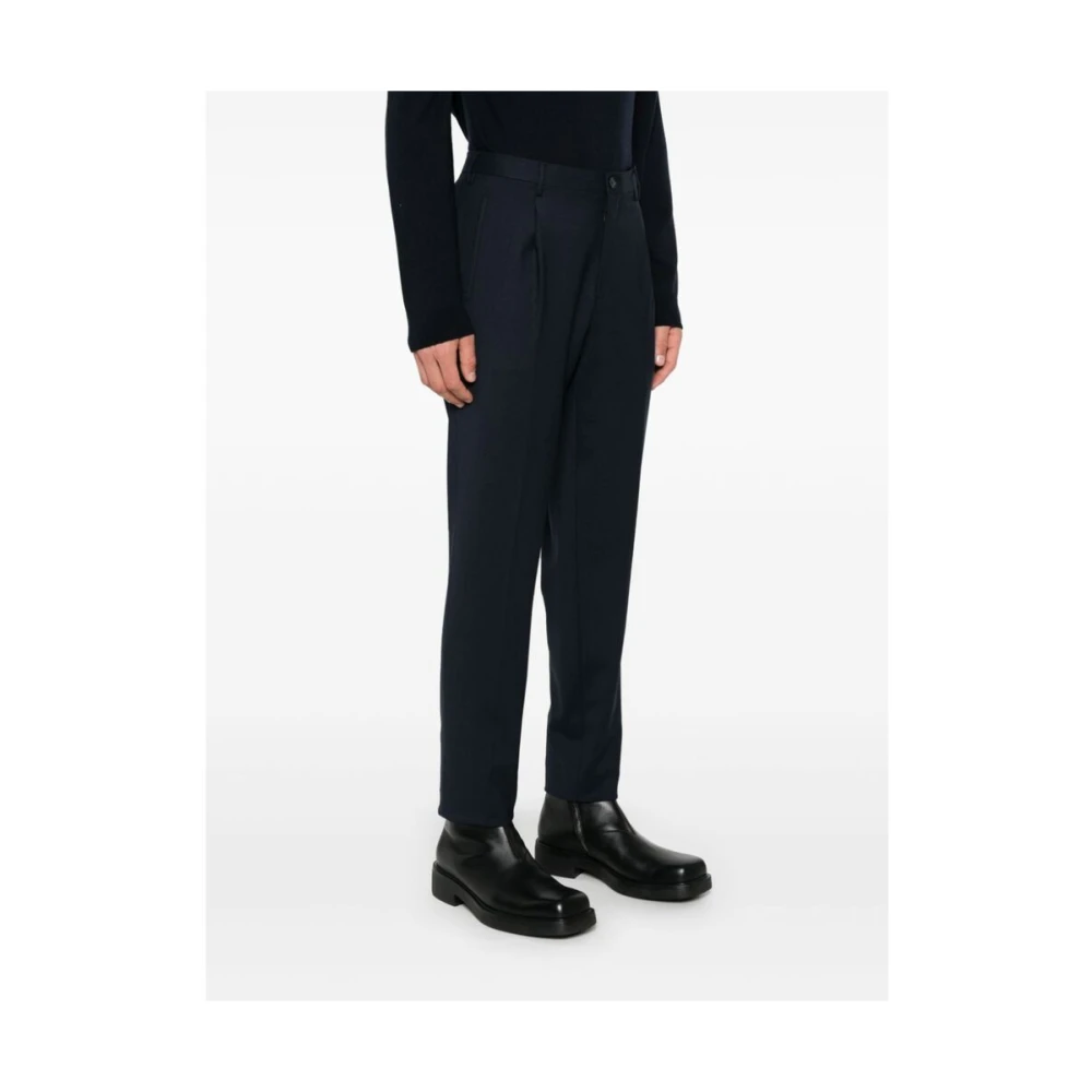 Incotex Middernachtblauwe Wolmix Slim Fit Blue Heren