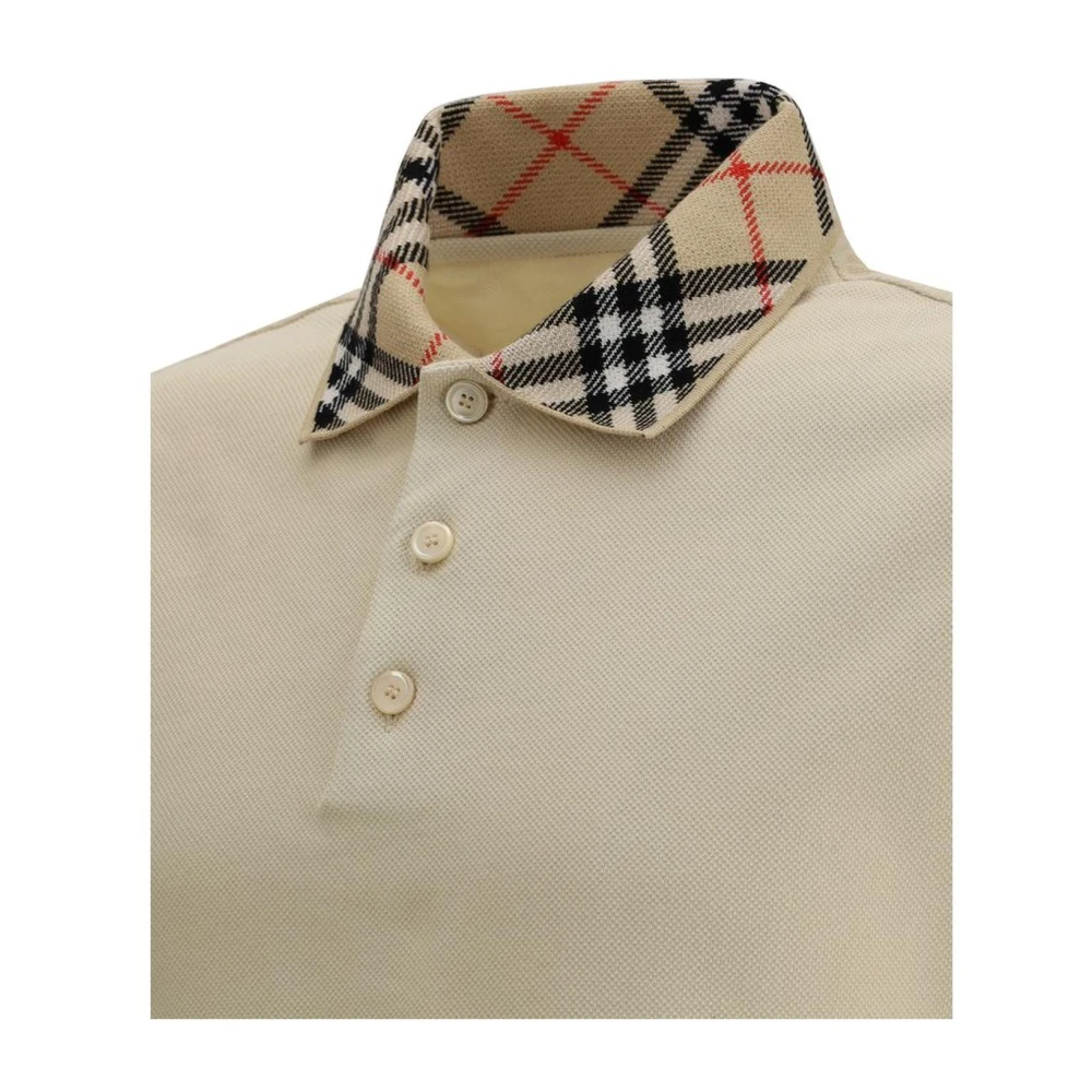 Burberry Klassieke Check Polo Shirt met Zijsplitten Beige Heren