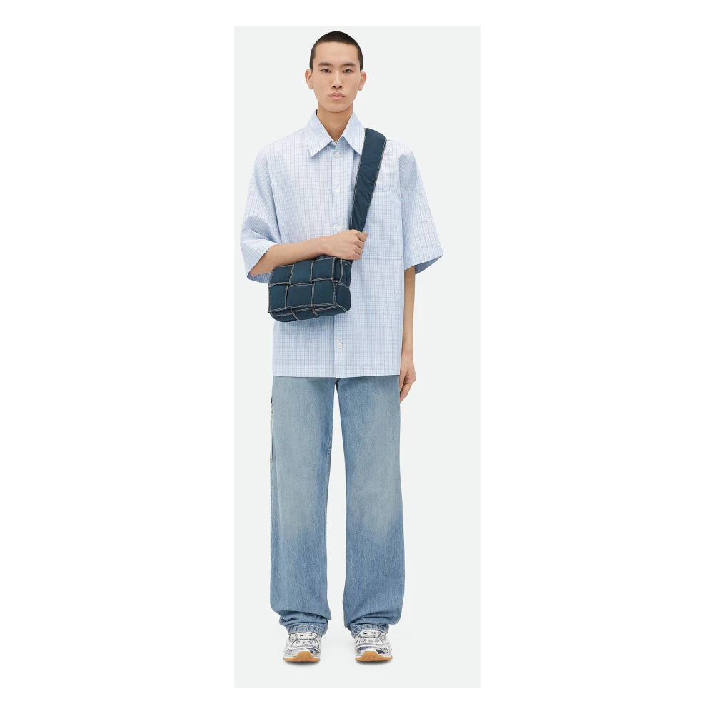 Bottega Veneta Blauwe Crossbodytas met Weefpatroon Blue Heren