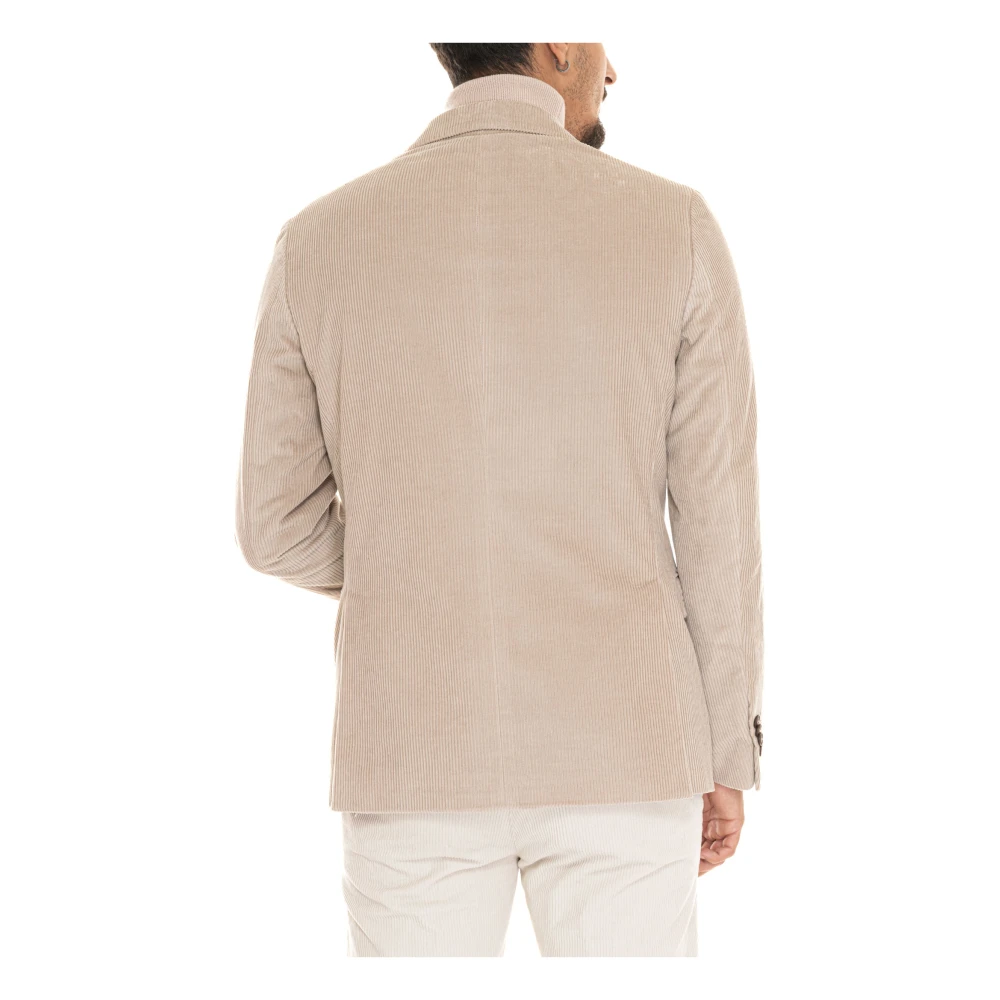 Fay Fluwelen Ribjasje met Knopen Beige Heren
