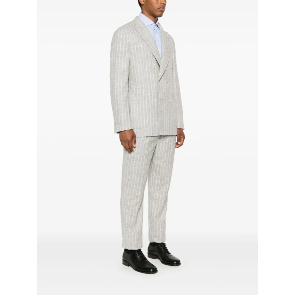 BRUNELLO CUCINELLI Alpaca en wol tweedelig pak Gray Heren