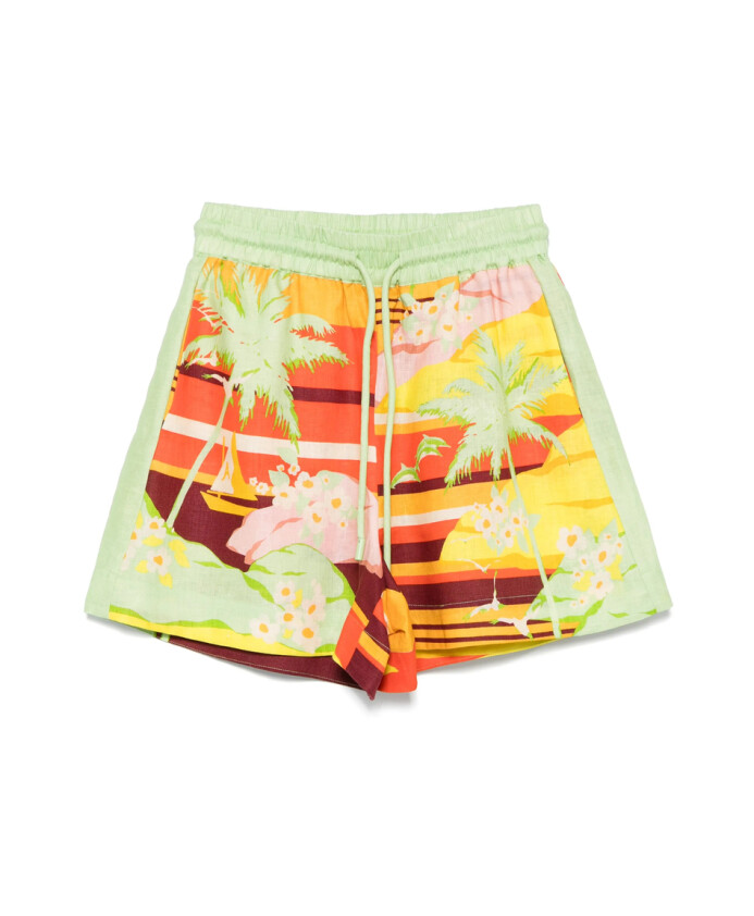 grafische-print-elastische-taille-shorts
