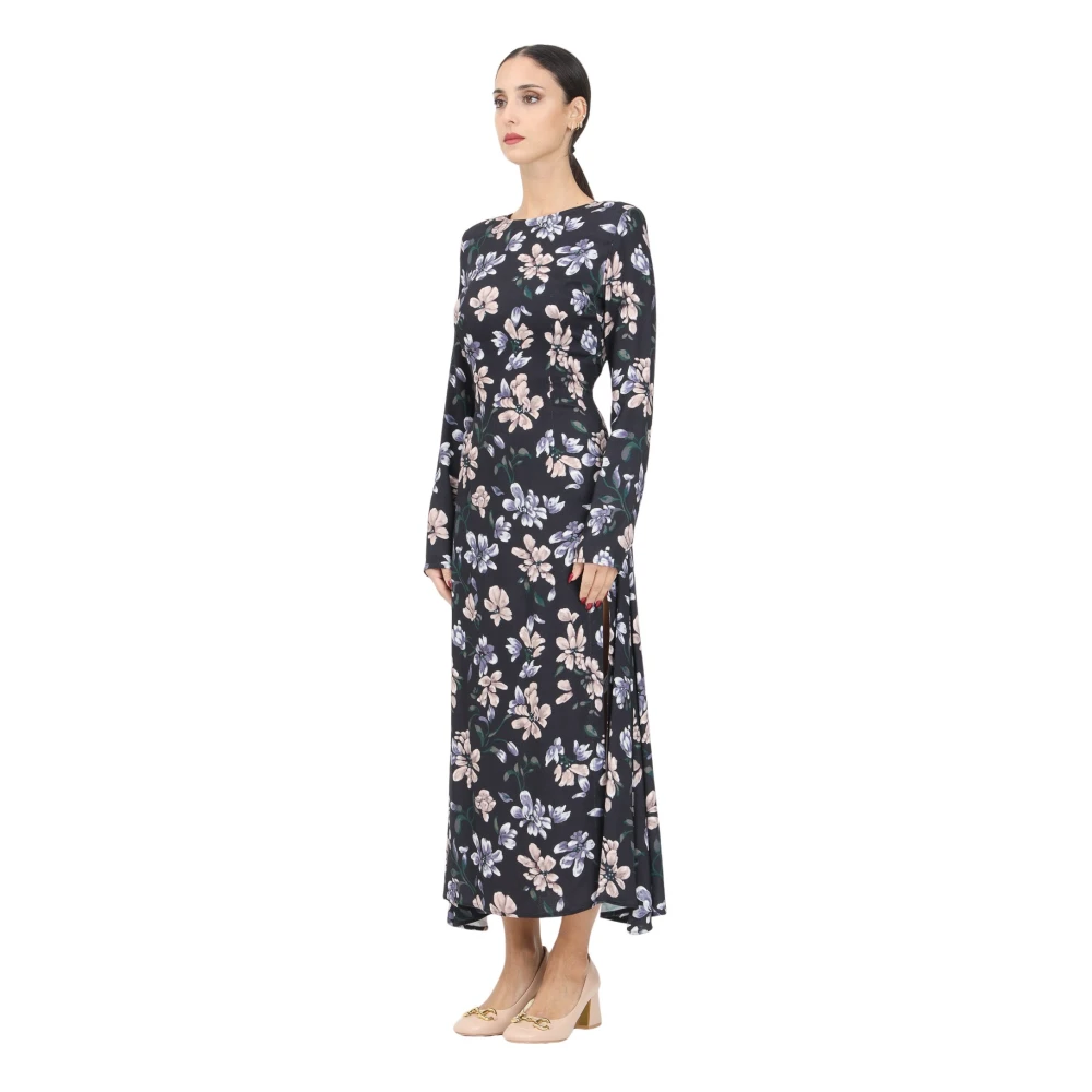 Mar De Margaritas Bloemen Midi Jurk met Delicaat Ontwerp Blue Dames