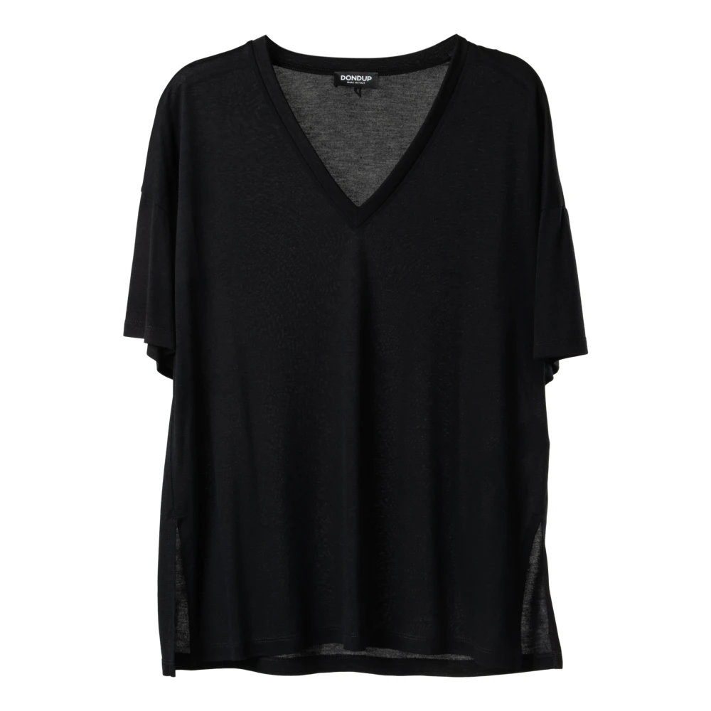 Dondup Luxe Modal-Zijden Oversized Shirt Black Dames