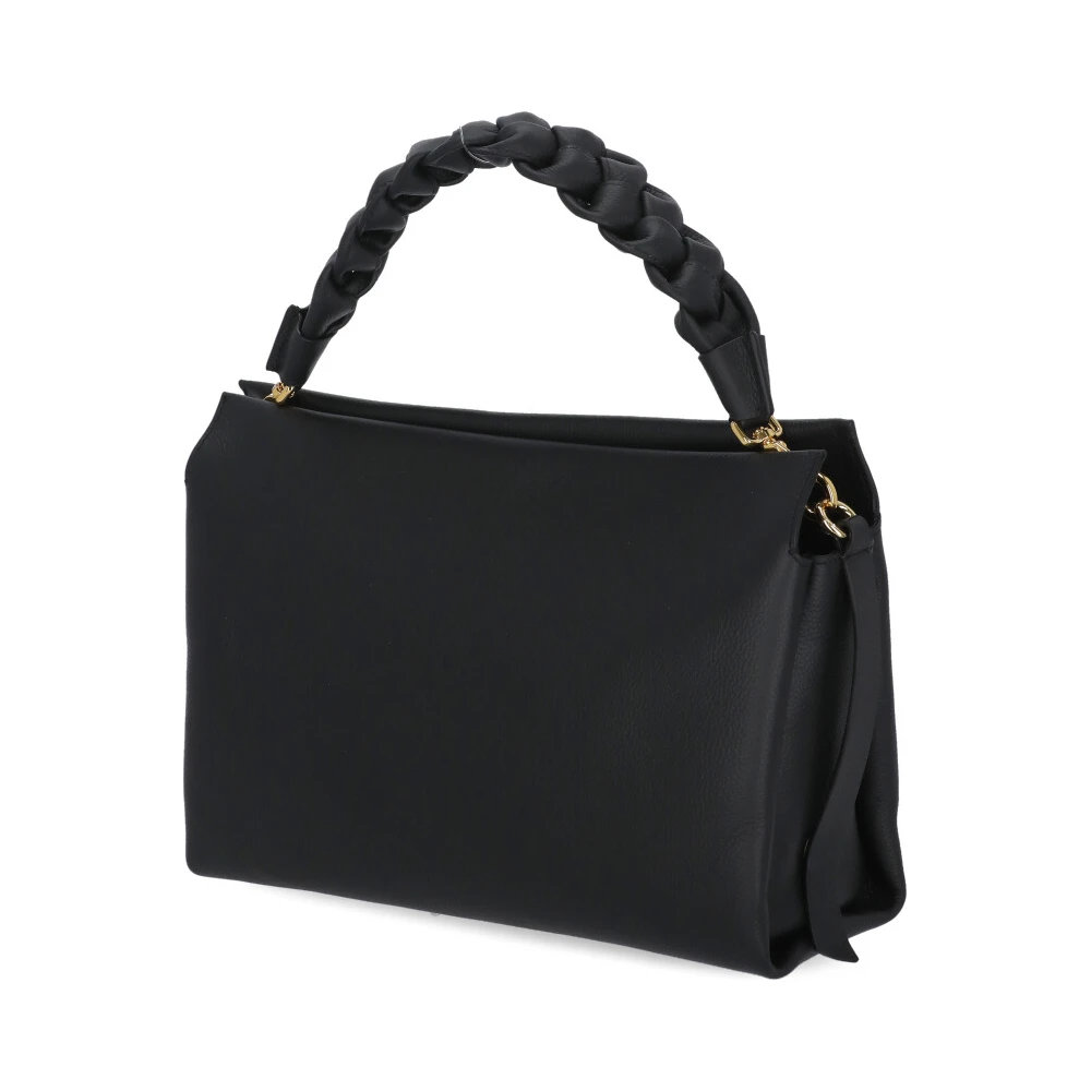 Coccinelle Zwarte Leren Schoudertas met Gouden Logo Black Dames
