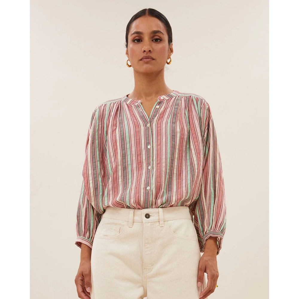 By-Bar Gestreepte Blouse Lange Mouw Becky Multicolor Dames