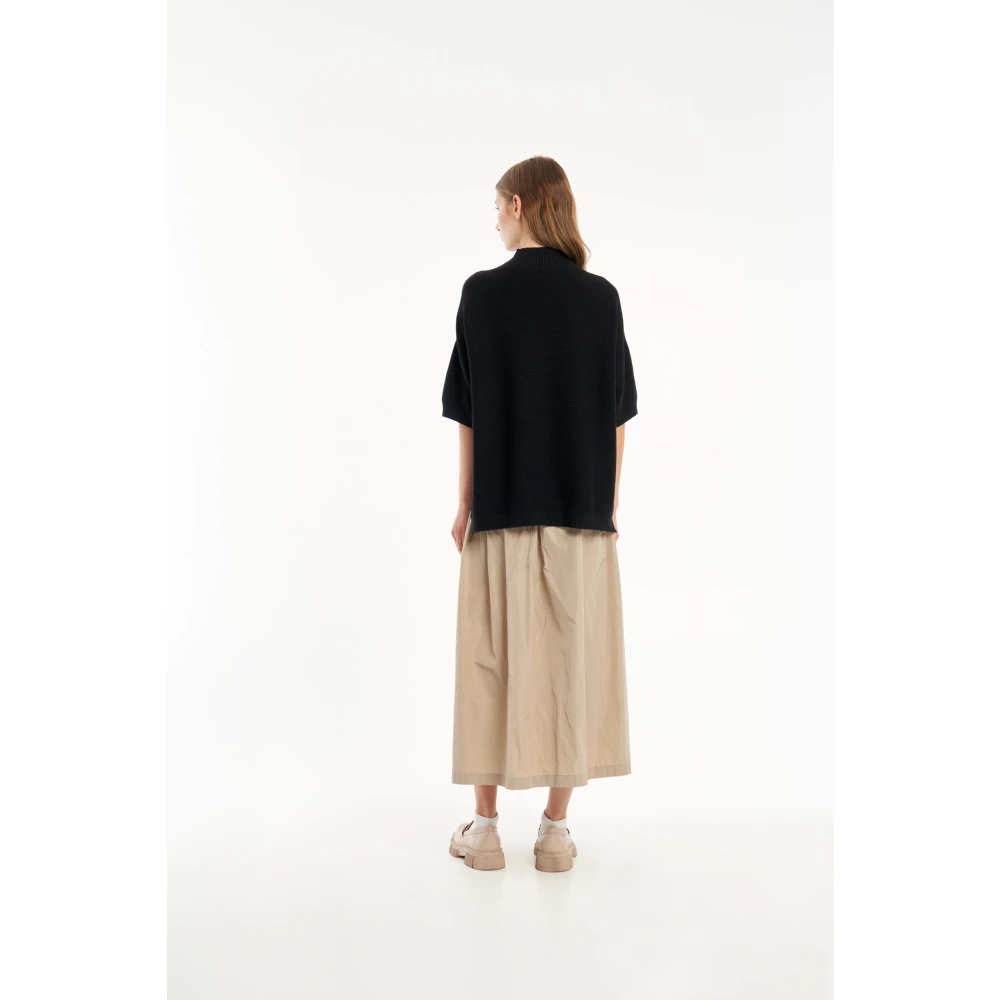 Vicario Cinque Elegante Gebreide Top in Crêpe Viscose Black Dames