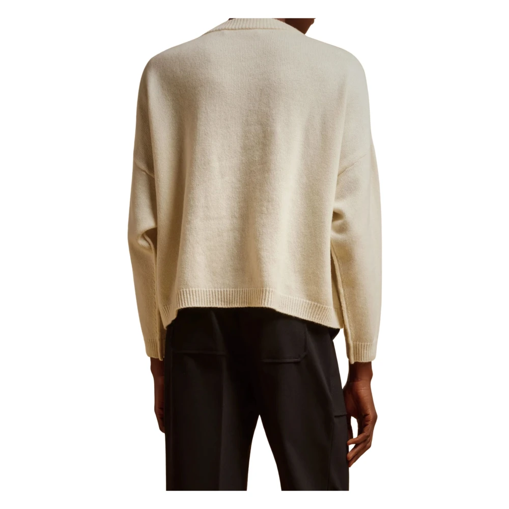 Liviana Conti Kasjmier Crewneck Sweater met Zilveren Oogjes White Dames
