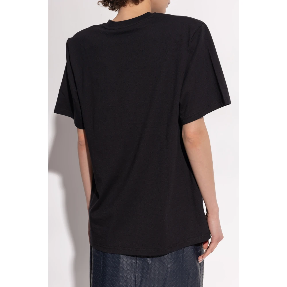 Rotate Birger Christensen T-shirt met logo Black Dames