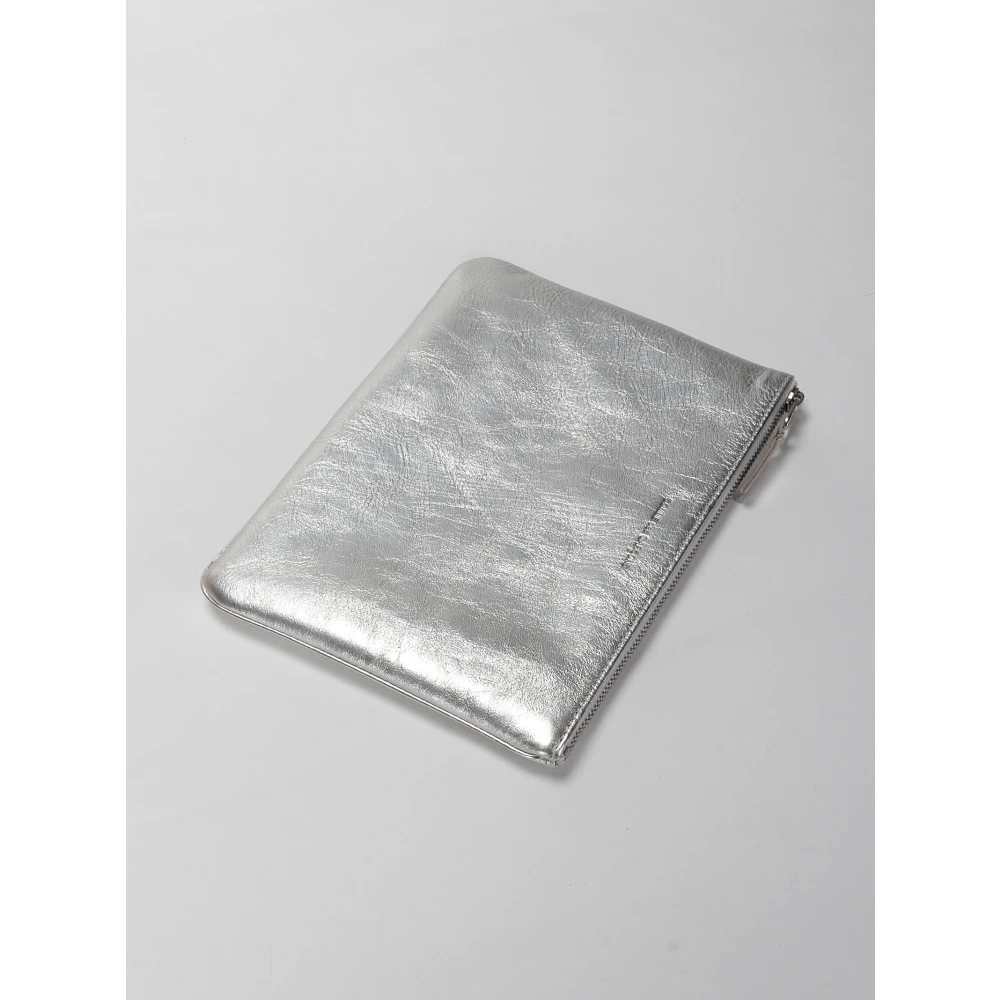 Comme des Garçons Logo Portemonnee met Topritssluiting Gray Dames