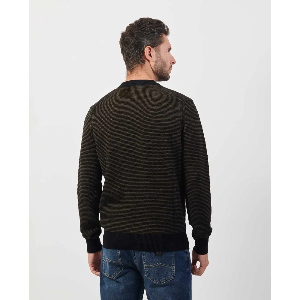 Hugo Boss Zwarte Sweater Regular Fit Bicolor Black Heren