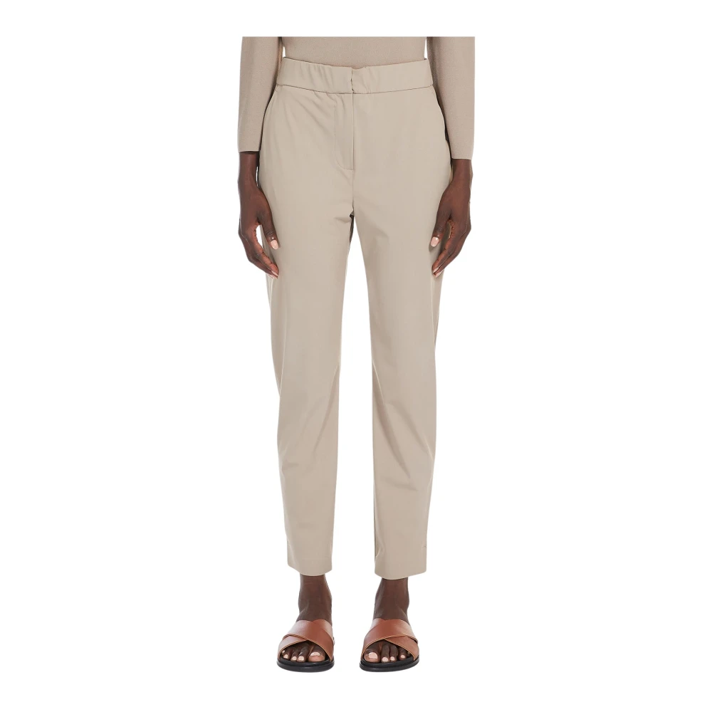 Max Mara Technische Jersey Broek met Franse Zakken Beige Dames