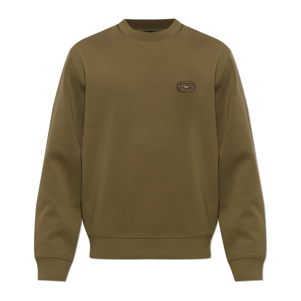 Emporio Armani Herr Grön Sweatshirts & Hoodies Xl, Bomull, Sweatshirt Med Präglad Logotyp