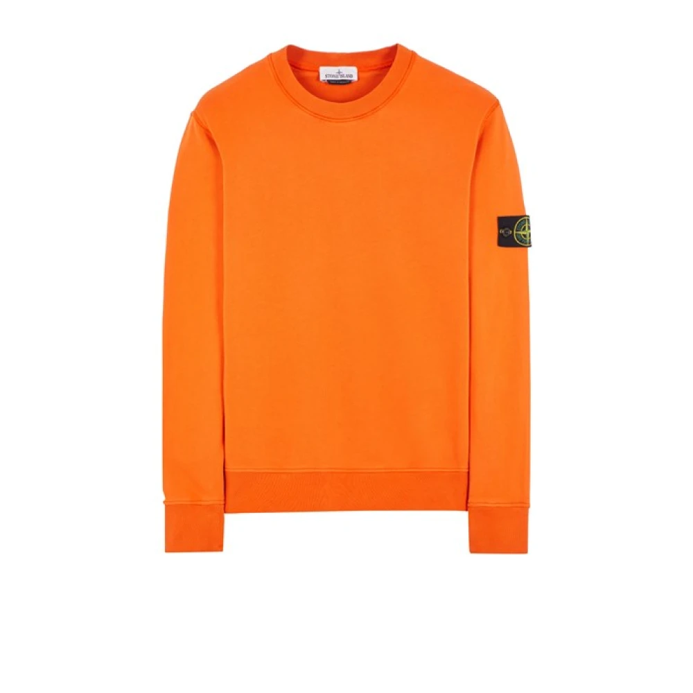 Stone Island Men's Orange Sweatshirts, S, Felpa Round-Neck Knitwear