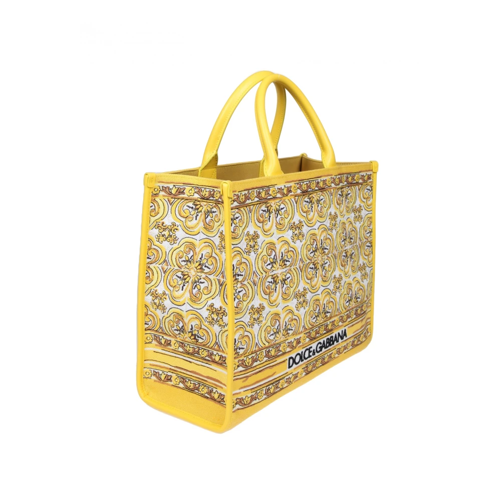 Dolce & Gabbana Majolica Print Shopper Yellow Dames
