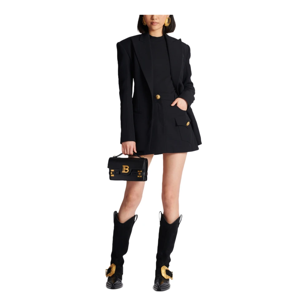 Balmain T-shirt met 6 knopen Black Dames