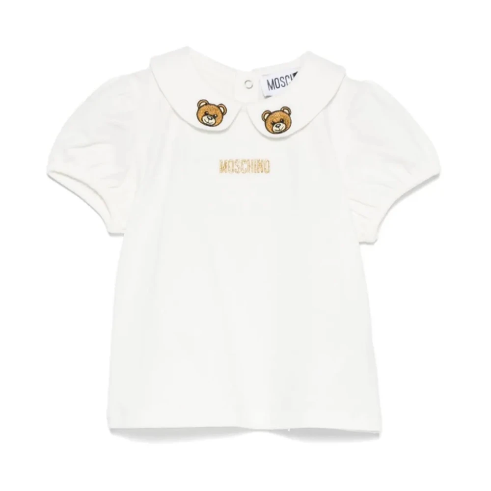 Moschino Girls White Jersey T-Shirt Teddy Bear - Kids Short Sleeve T-Shirts - 3 M - Kids